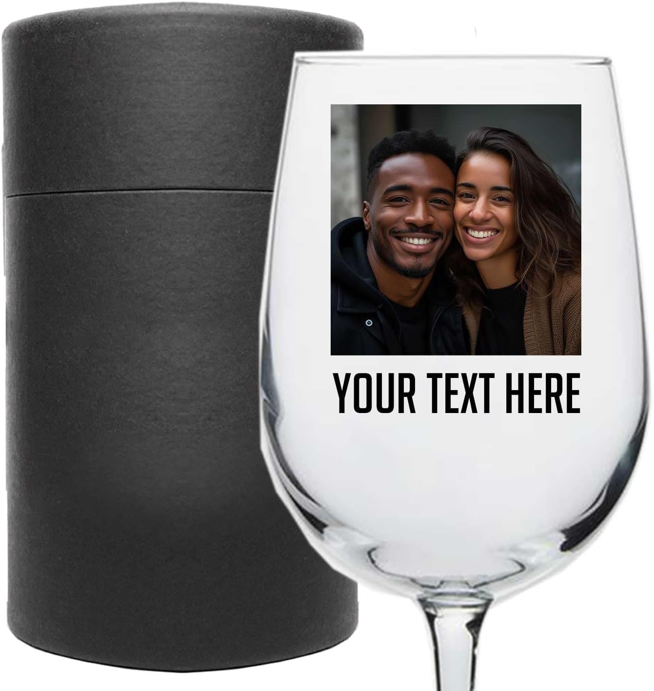 Personalized Photo Printed Stemmed Wine Glass 16oz