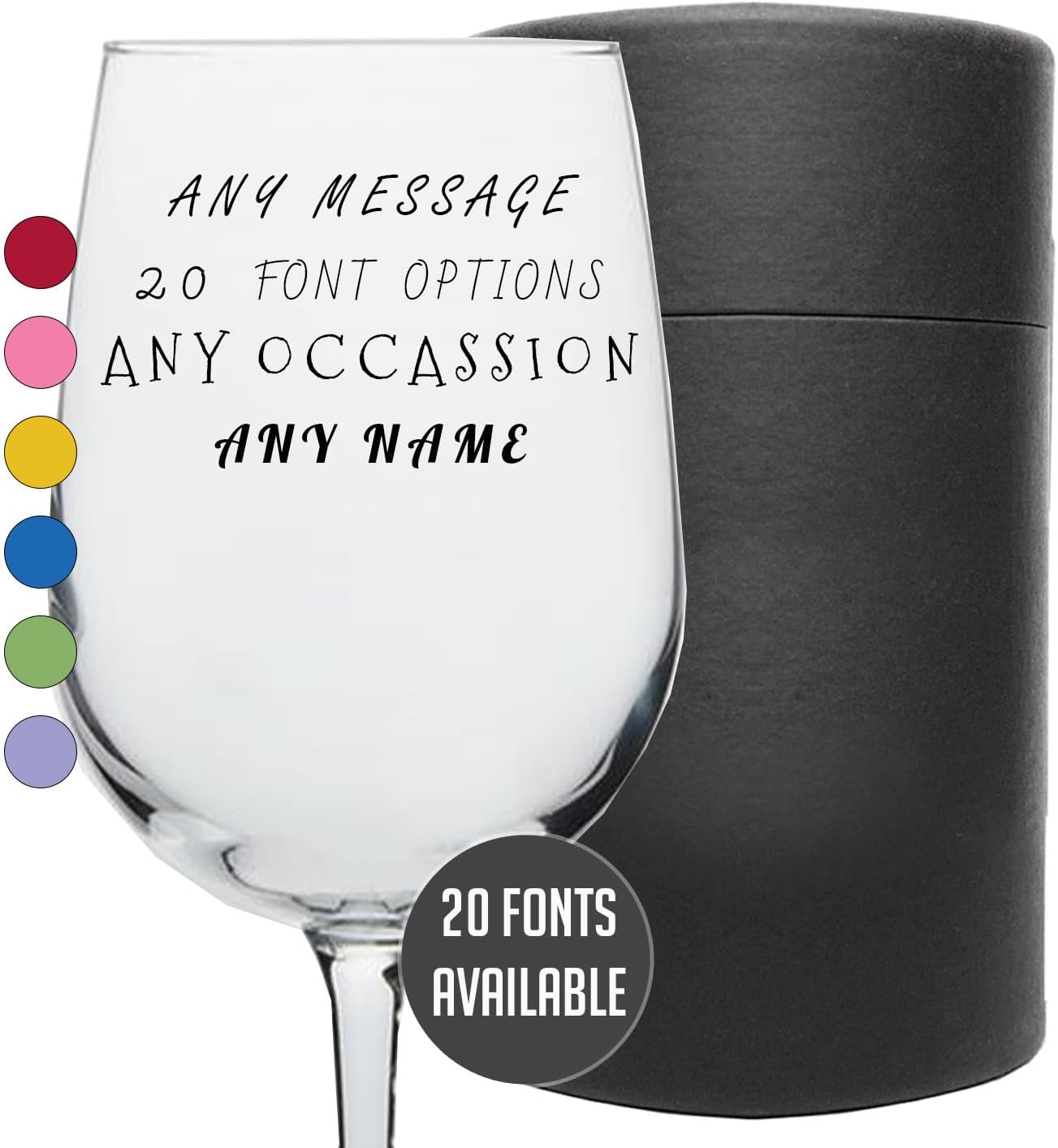 Personalized Your Custom Text Printed Stemmed Wine 16oz
