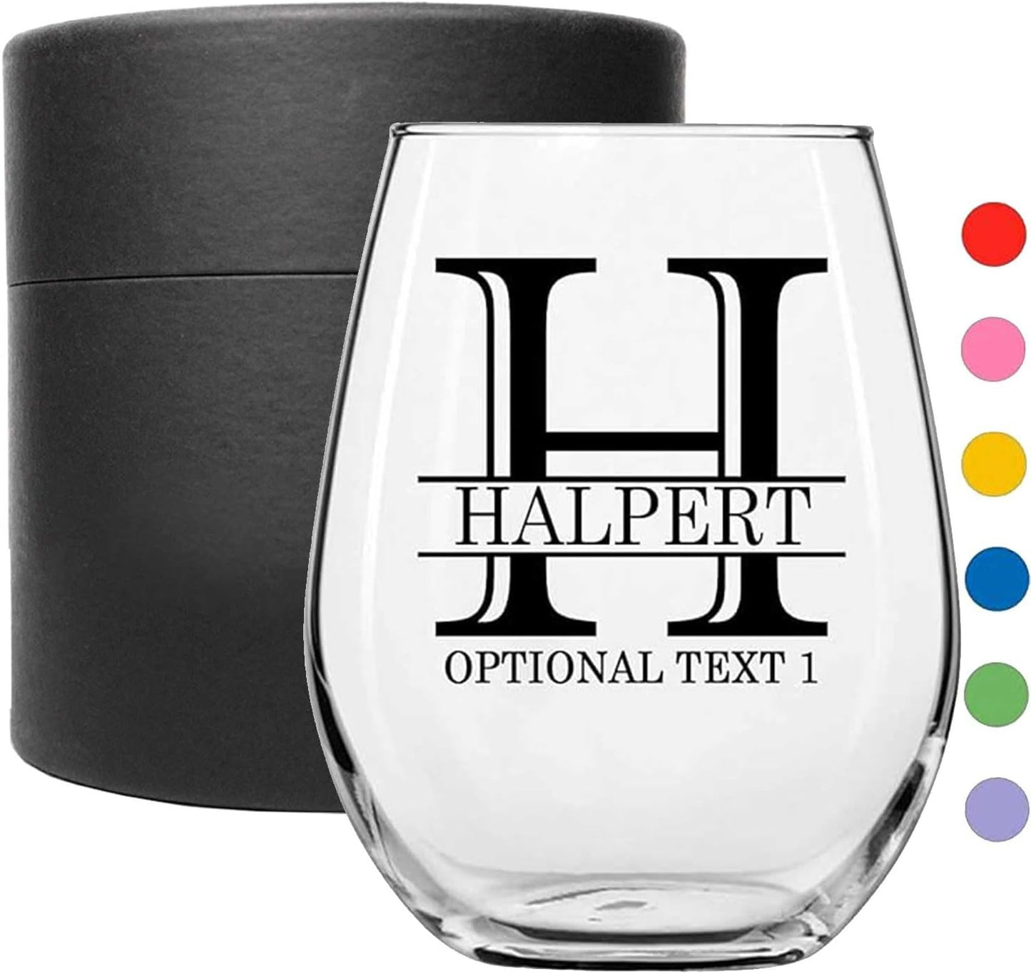 Personalized Halpert Printed Stemless Wine Glass 17oz