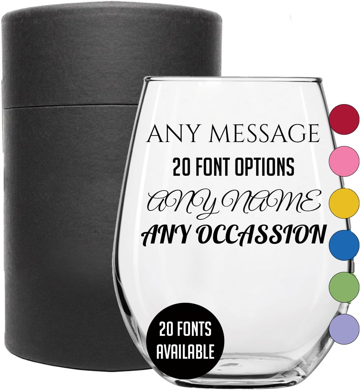 Personalized Your Custom Text Printed Stemless Wine Glass 17oz