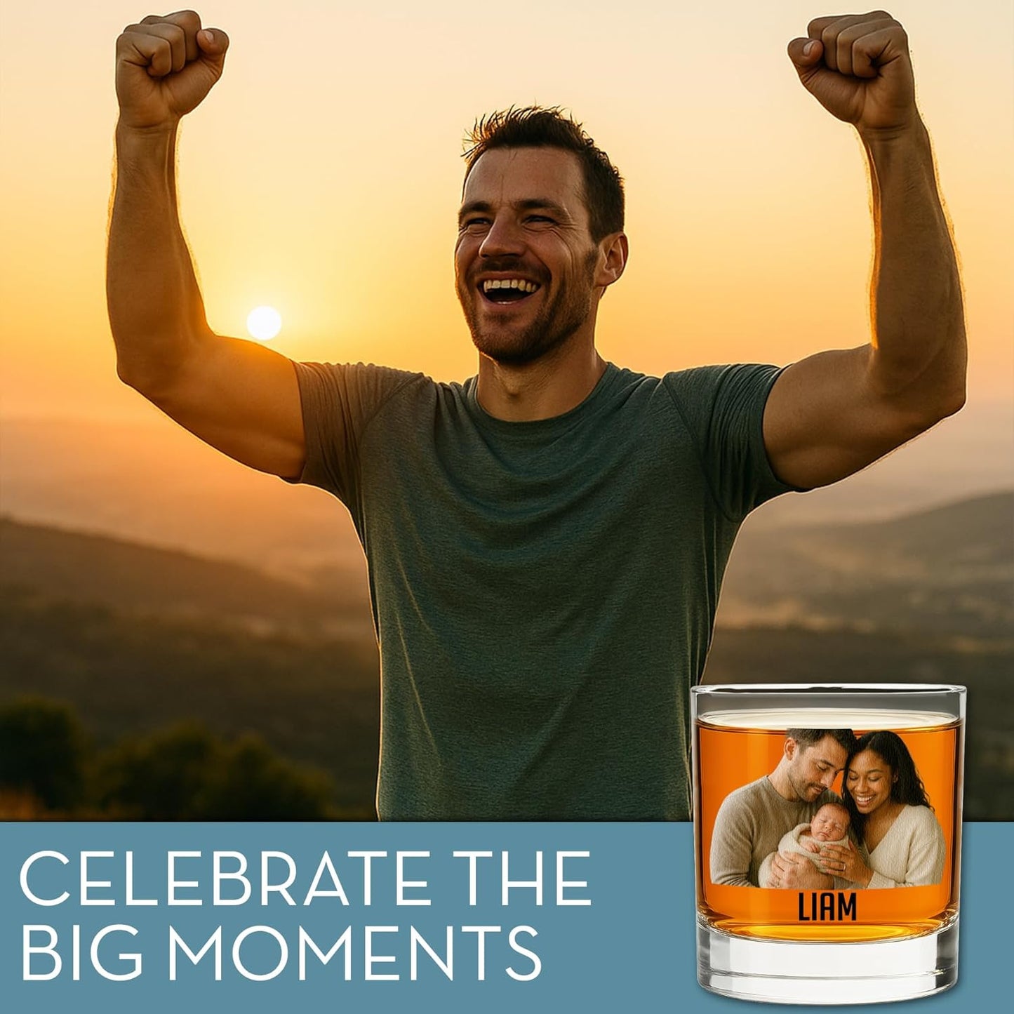 Photo Personalized Printed Whiskey Glass 11oz