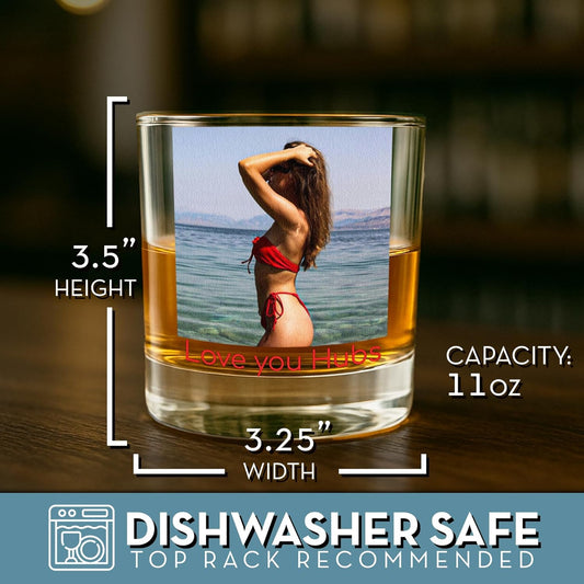 Photo Personalized Printed Whiskey Glass 11oz