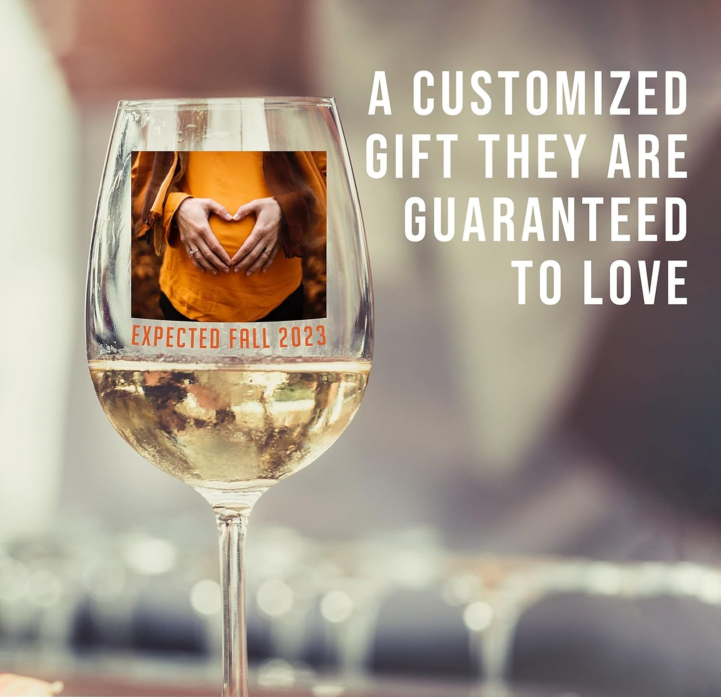 Personalized Photo Printed Stemmed Wine Glass 16oz