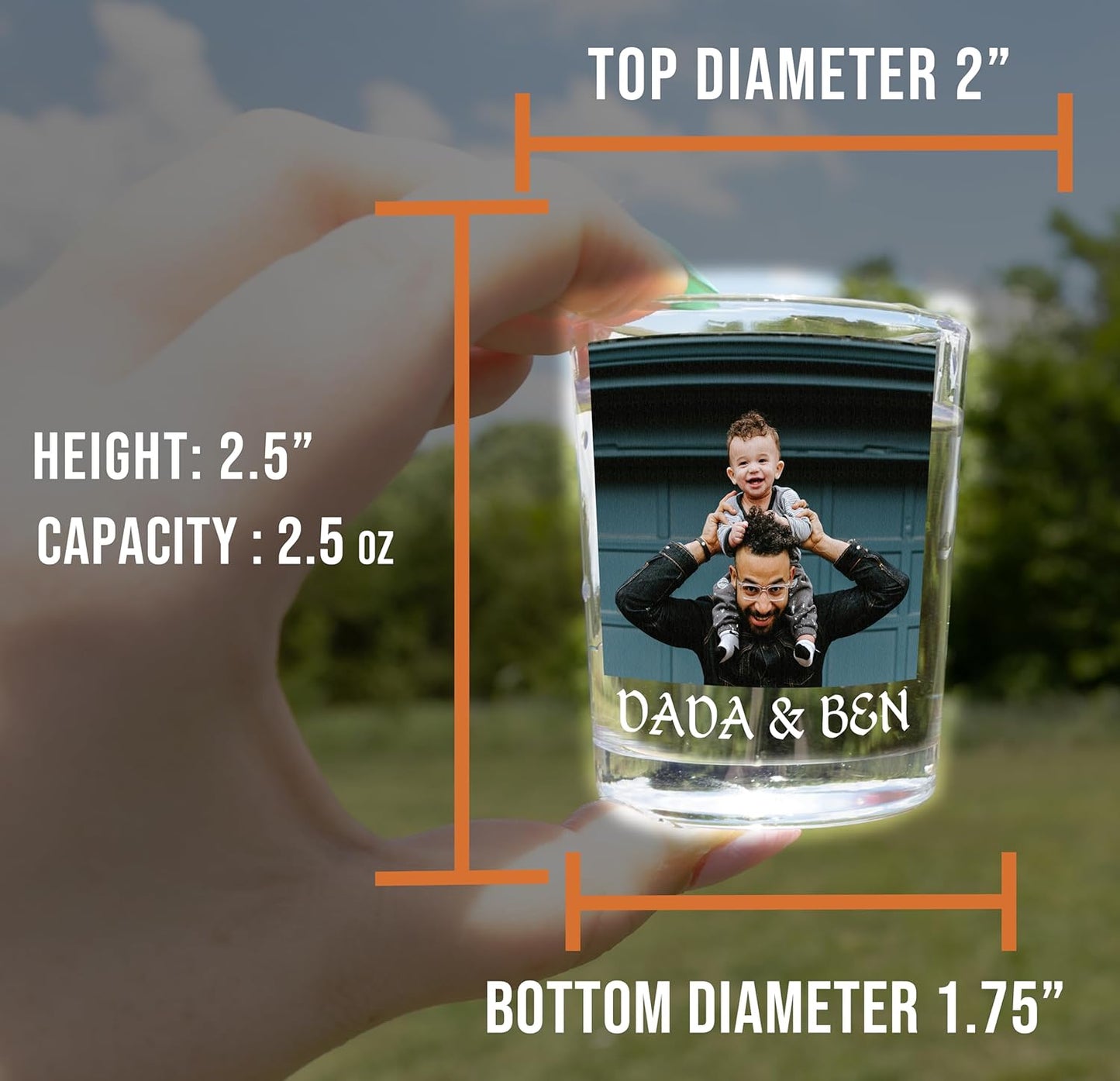 Personalized Photo Printed Shot Glass 2.5oz