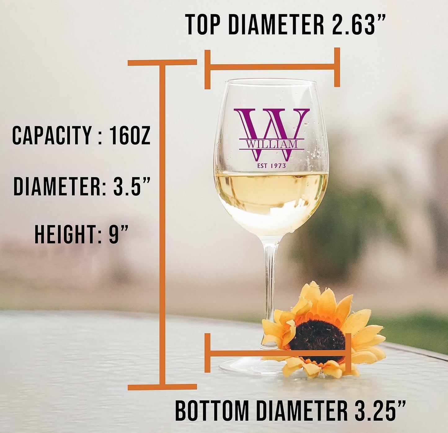 Personalized Halpert Printed Stemmed Wine Glass 16oz