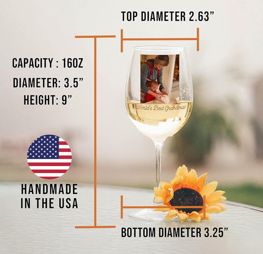Personalized Photo Printed Stemmed Wine Glass 16oz