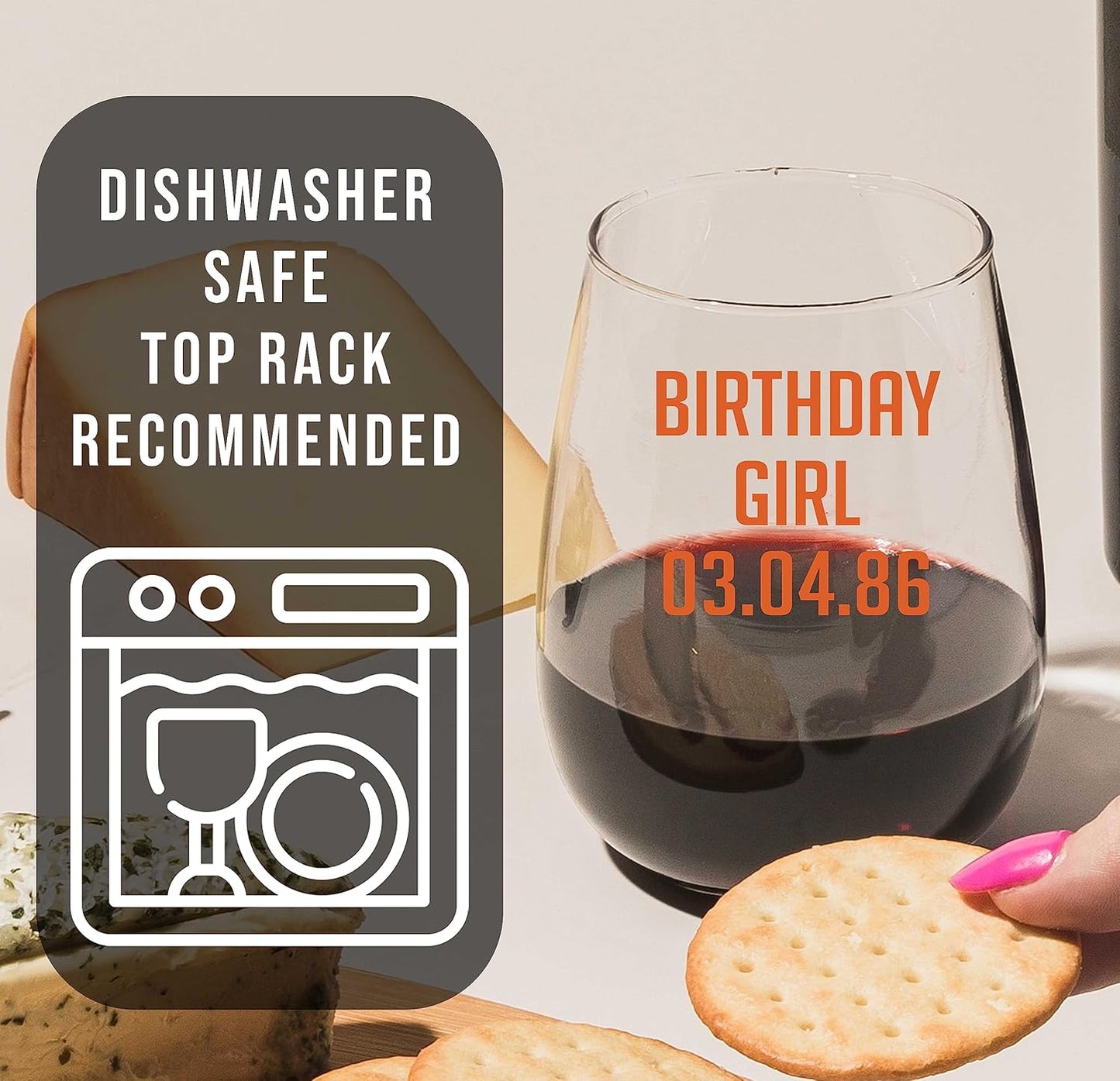 Personalized Your Custom Text Printed Stemless Wine Glass 17oz