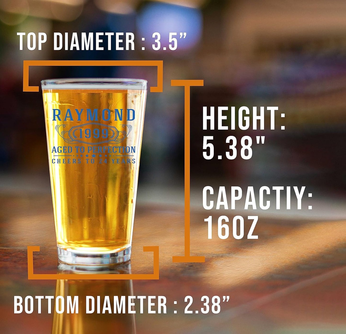 Personalized Printed Bernard Pint Glass 16oz