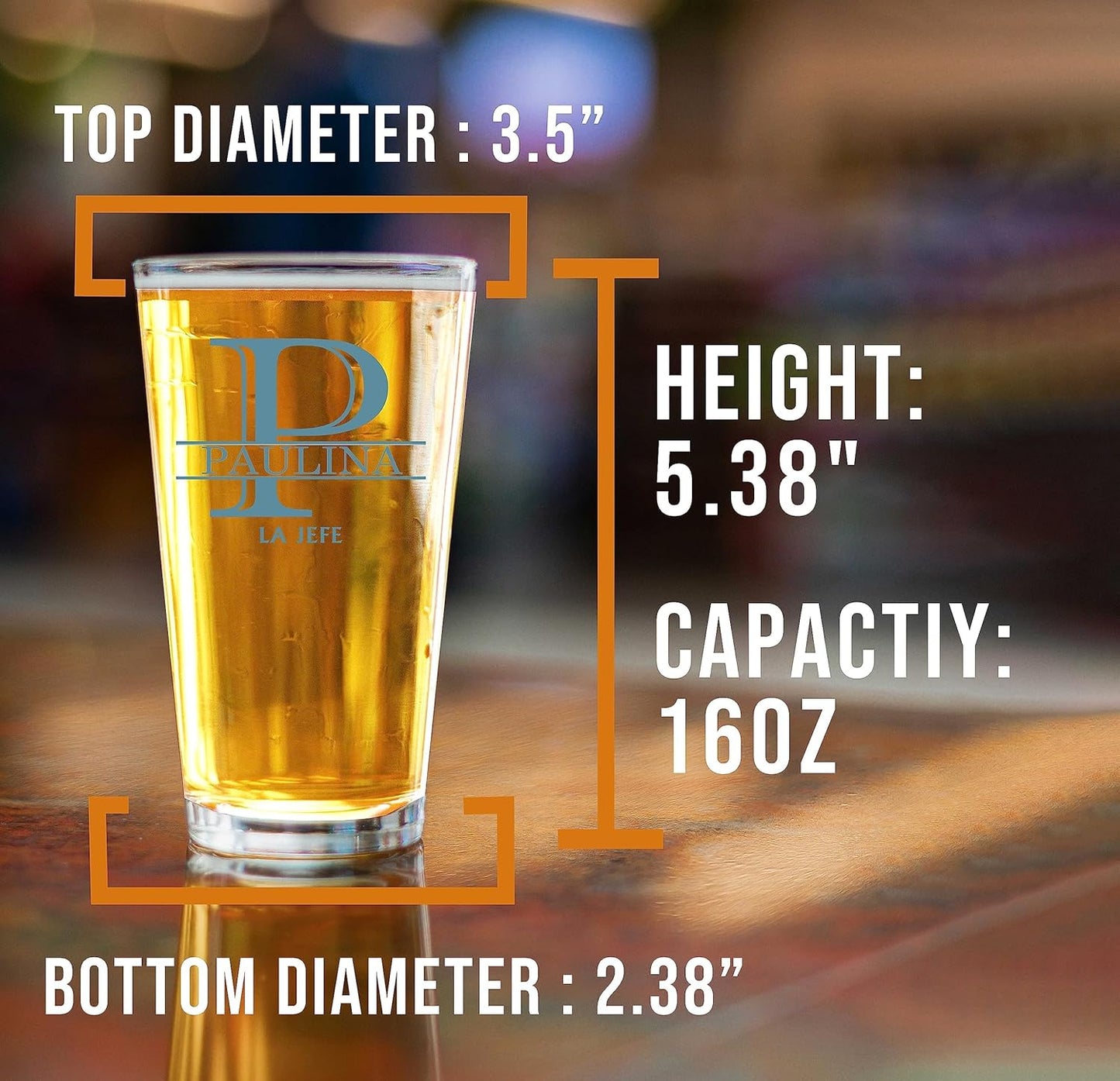 Personalized Halpert Printed Pint Glass 16oz
