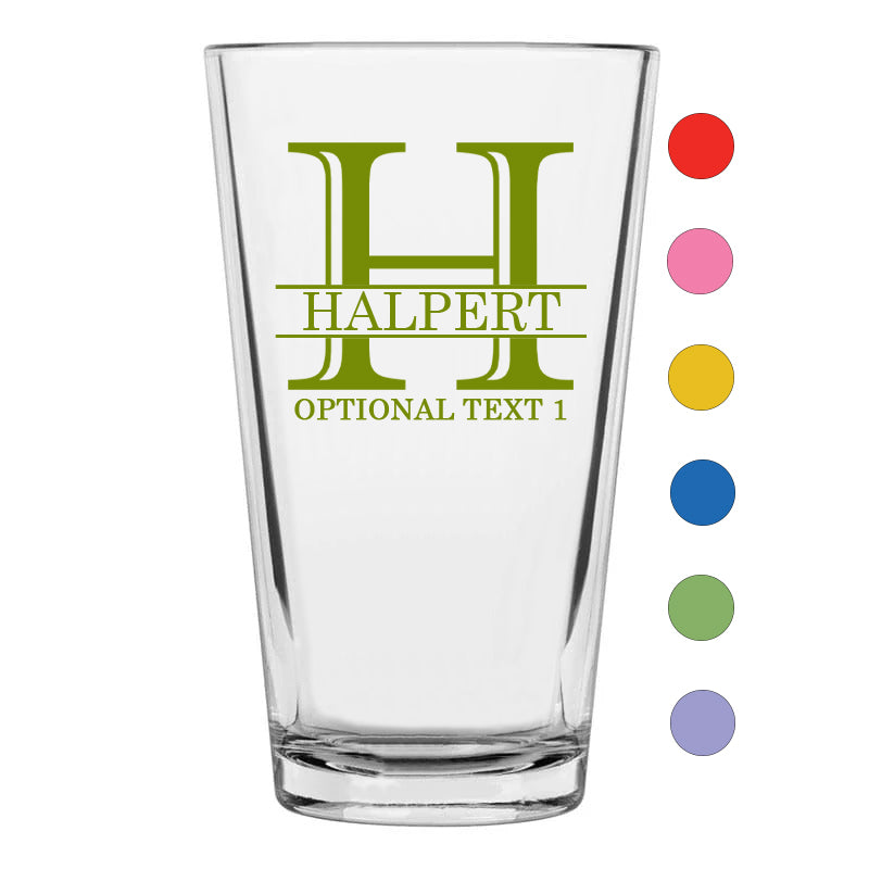 Personalized Halpert Printed Pint Glass 16oz