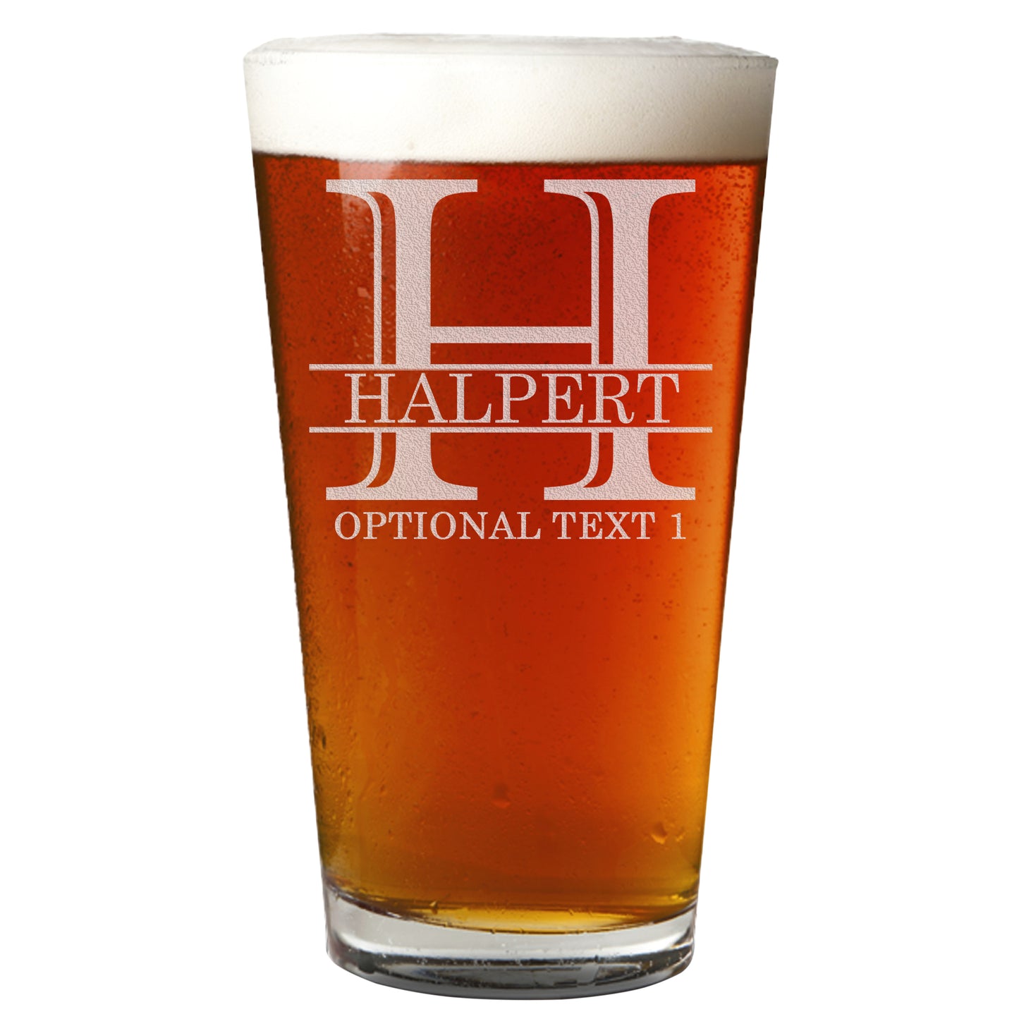 Halpert Personalized Etched Monogram Pint Glass 16oz