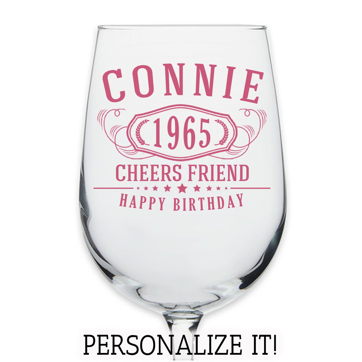 Personalized Bernard Printed Stemmed Wine Glass 16oz