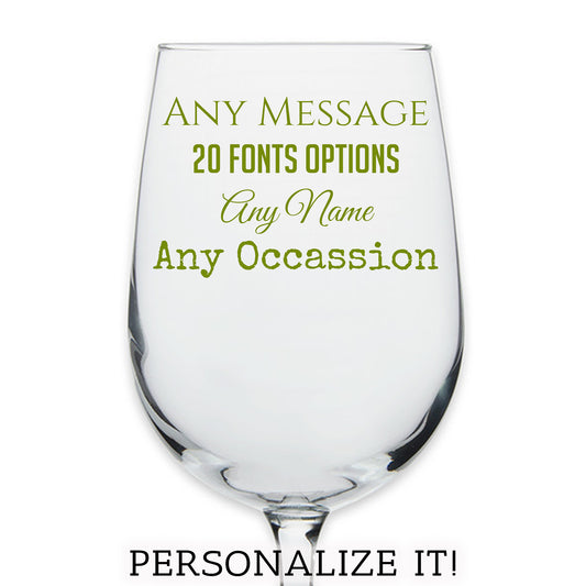 Personalized Your Custom Text Printed Stemmed Wine 16oz