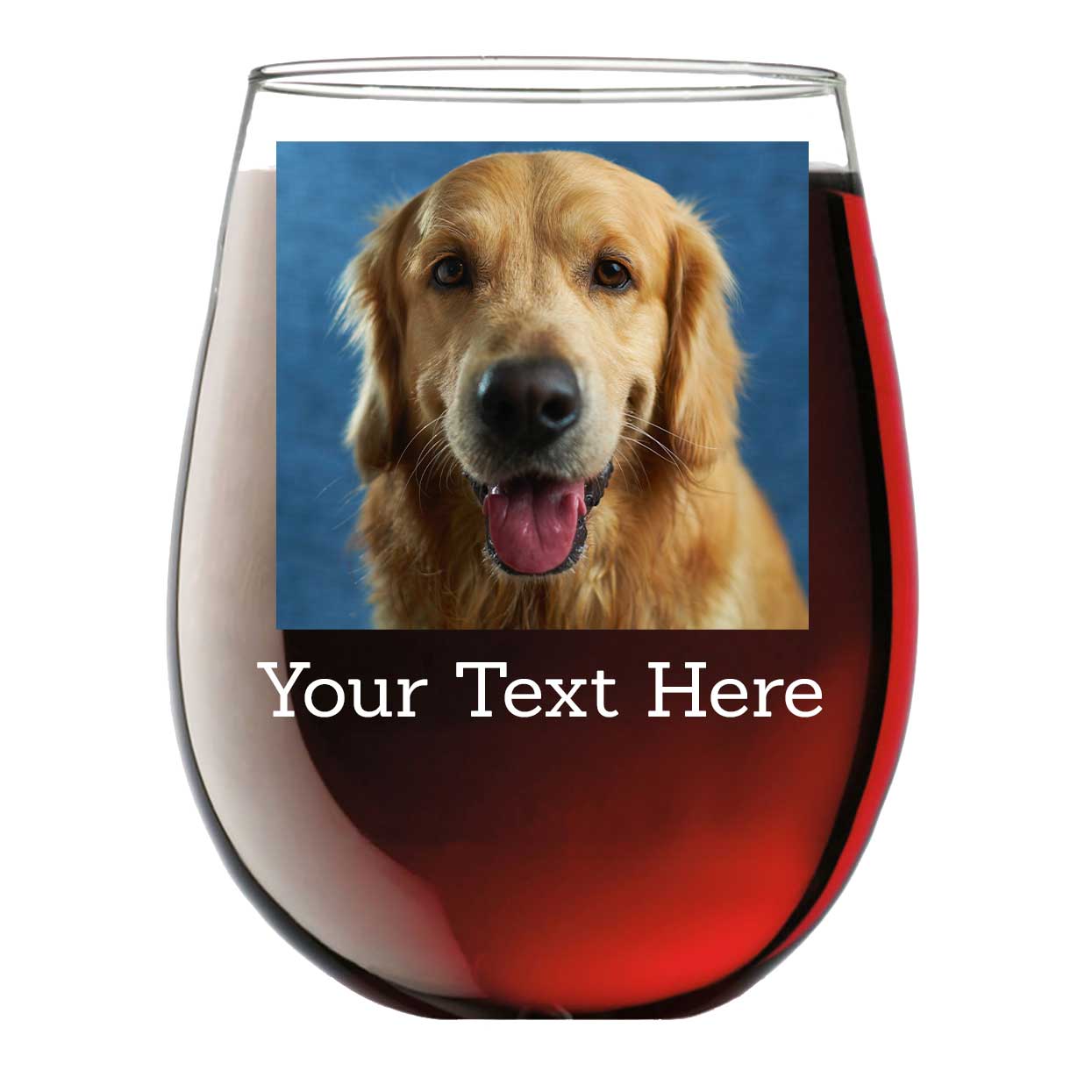Personalized Printed Photo Stemless Wine Glass 17oz
