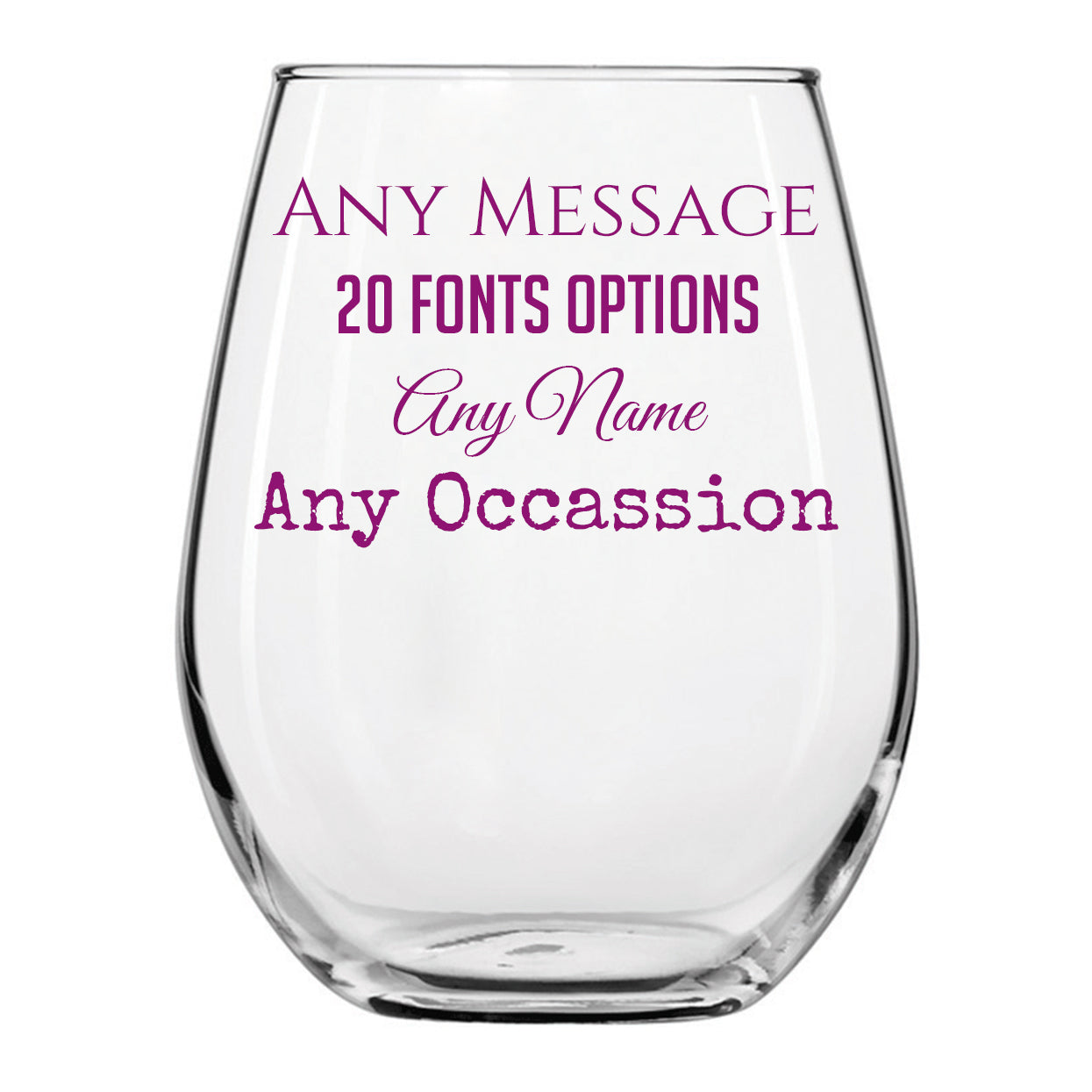 Personalized Your Custom Text Printed Stemless Wine Glass 17oz