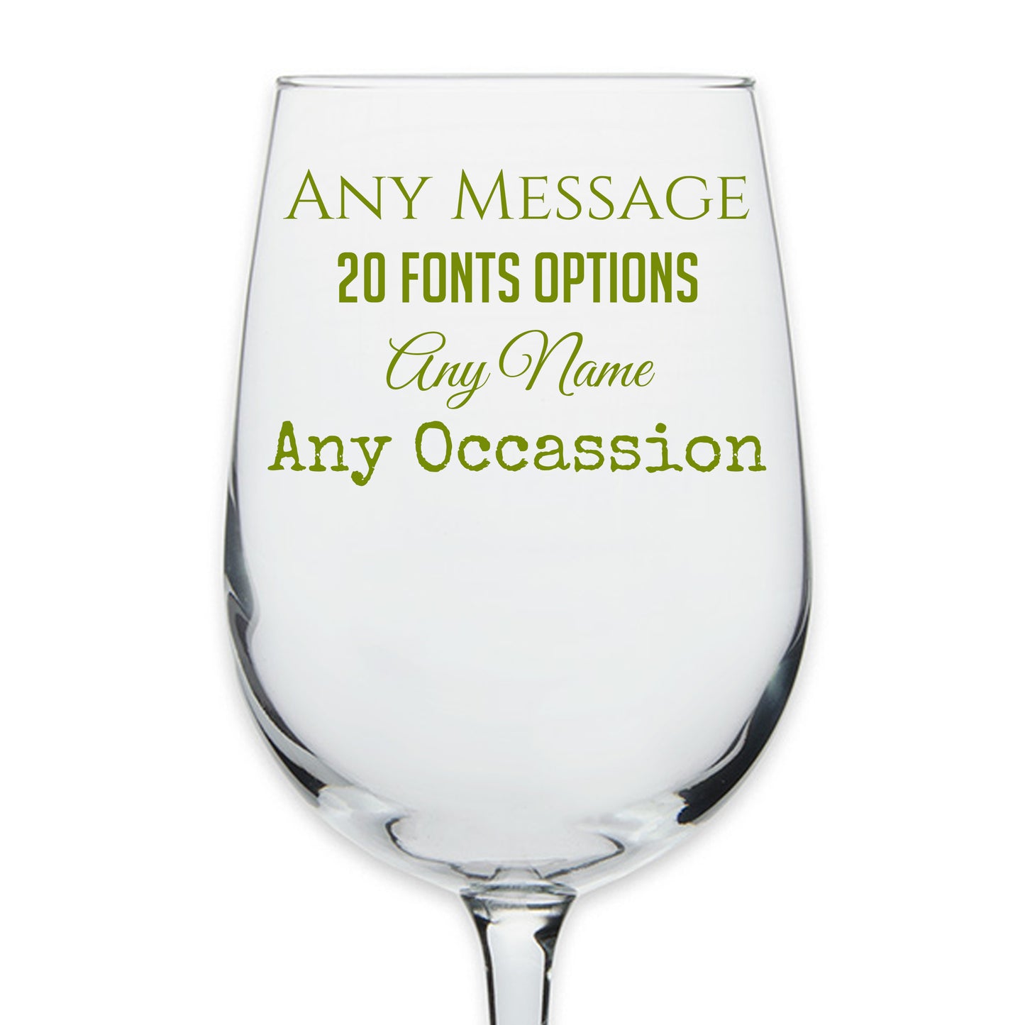 Personalized Your Custom Text Printed Stemmed Wine 16oz
