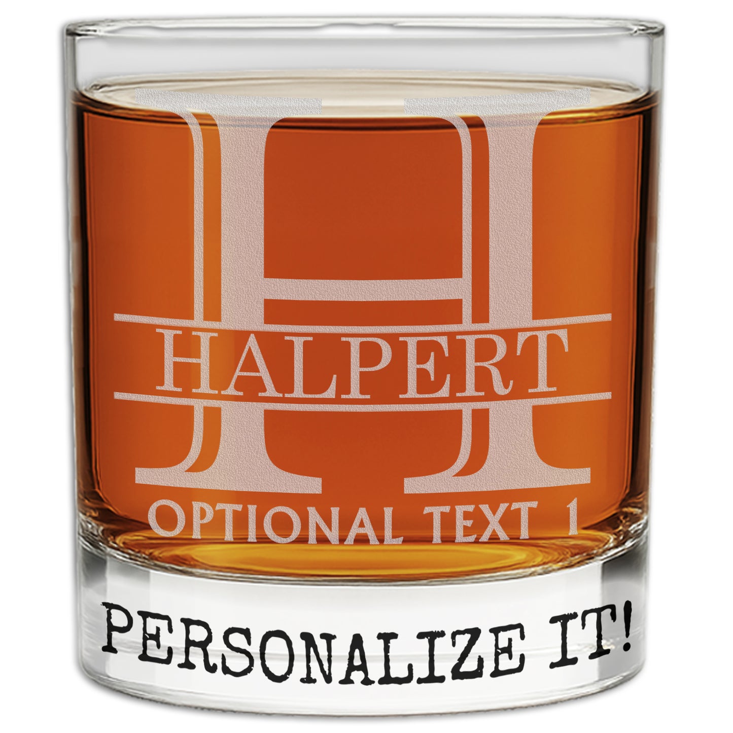 Halpert Personalized Etched Whiskey Rocks Glass 11oz