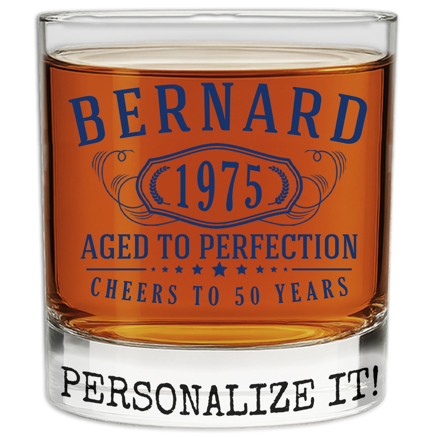 Personalized Bernard Custom Birthday Printed Whiskey Glass 11oz