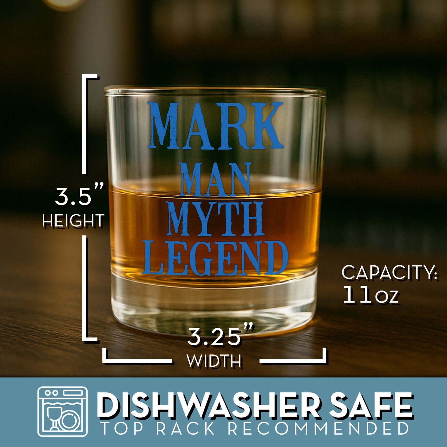 Personalized Your Text Here Printed Whiskey Glass 11oz