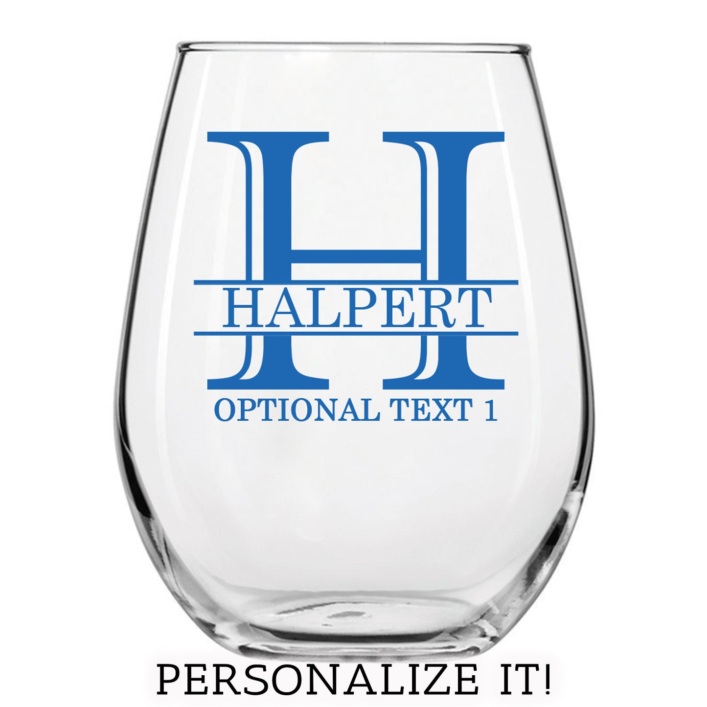 Personalized Halpert Printed Stemless Wine Glass 17oz