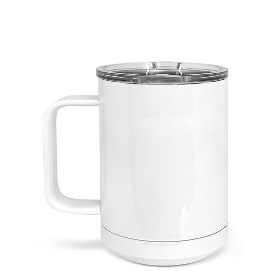 15oz White Insulated Tumbler with Handle and Lid