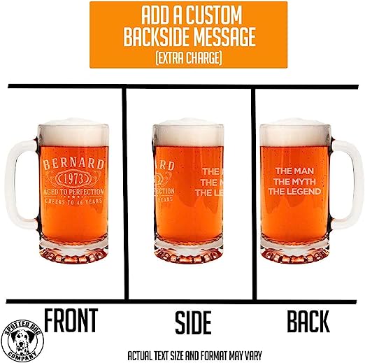 Bernard Personalized Etched Glass Beer Mug 16oz
