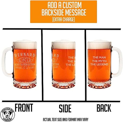 Bernard Personalized Etched Glass Beer Mug 16oz
