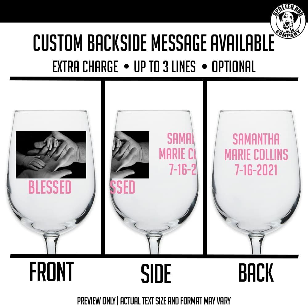 Personalized Photo Printed Stemmed Wine Glass 16oz