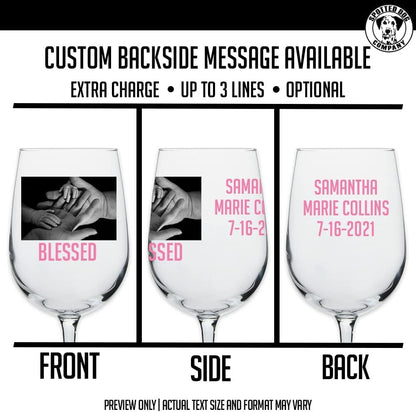 Personalized Photo Printed Stemmed Wine Glass 16oz