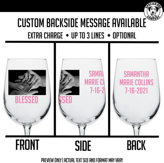 Personalized Photo Printed Stemmed Wine Glass 16oz