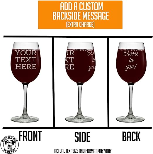 Your Custom Text Personalized Etched Stemmed Wine Glass 16oz