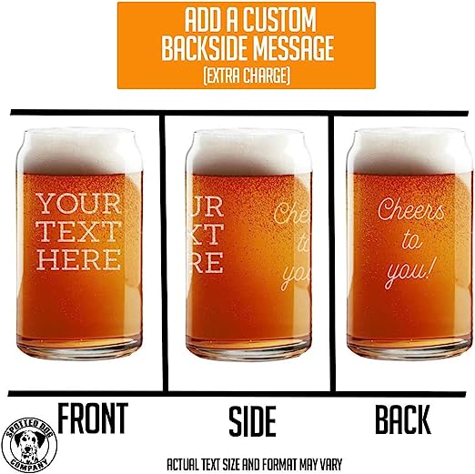 Your Custom Text Beer Etched Can Glass 16oz