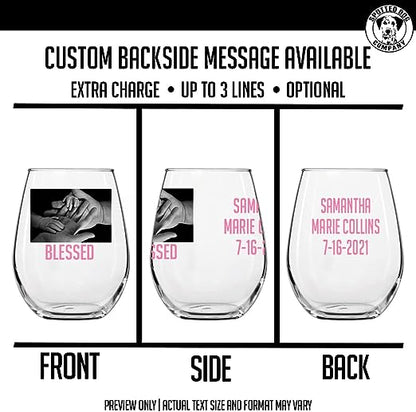 Personalized Printed Photo Stemless Wine Glass 17oz