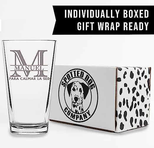Halpert Personalized Etched Monogram Pint Glass 16oz