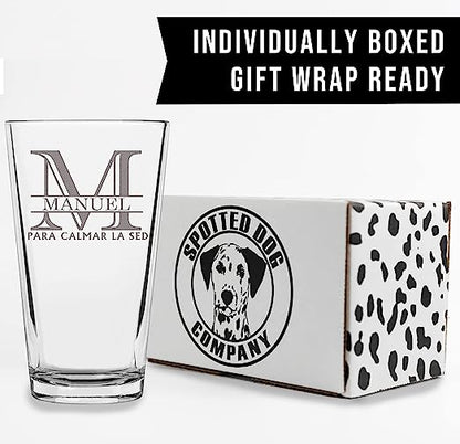Halpert Personalized Etched Monogram Pint Glass 16oz