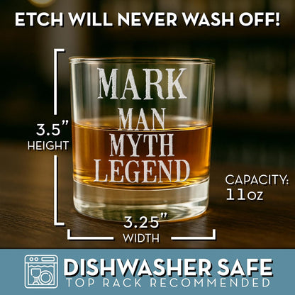 Your Custom Text Personalized Etched Whiskey Glass 11oz