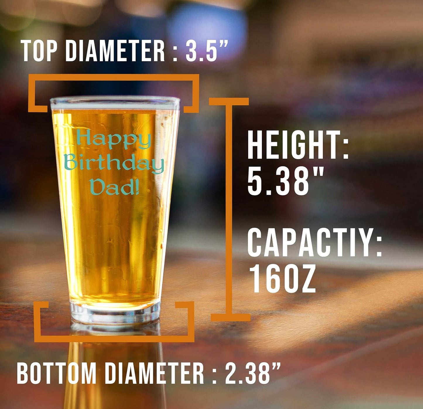 Personalized Printed Your Custom Text Pint Glass 16oz