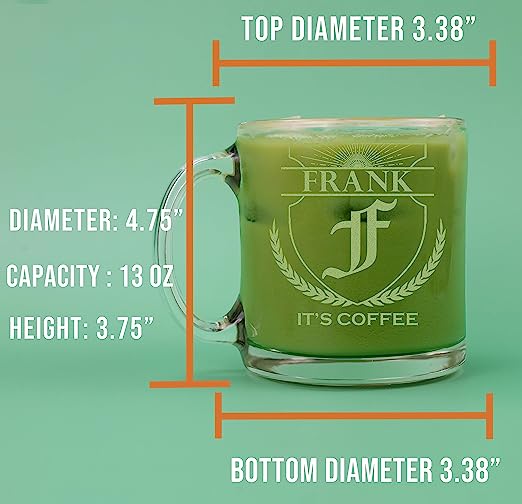 Scott Personalized Etched Monogram Glass Coffee Mug 12oz