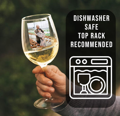 Personalized Photo Printed Stemmed Wine Glass 16oz
