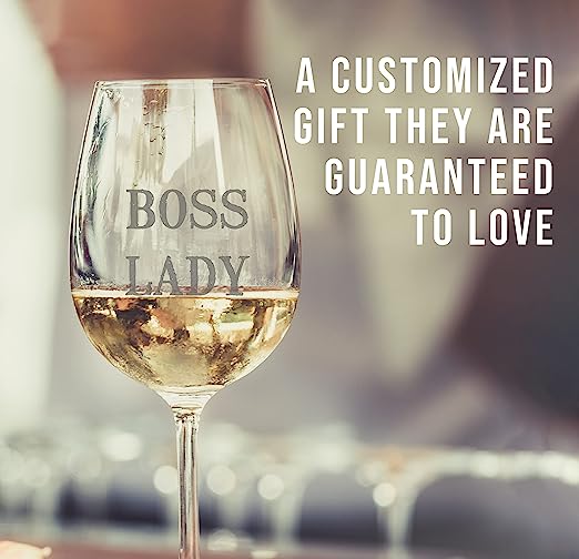 Your Custom Text Personalized Etched Stemmed Wine Glass 16oz