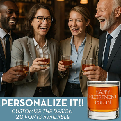 Your Custom Text Personalized Etched Whiskey Glass 11oz