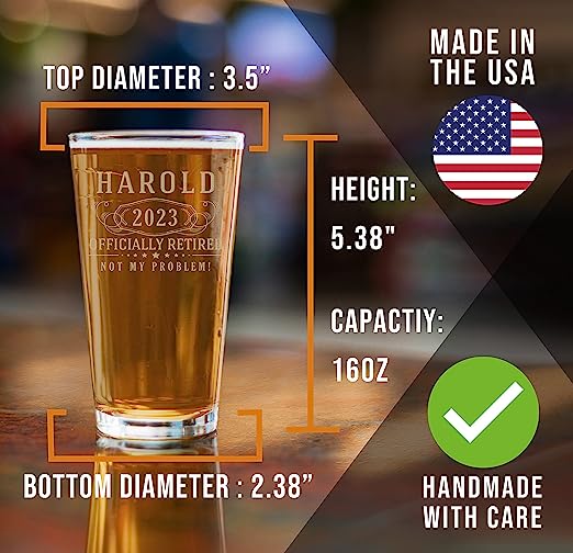 Bernard Personalized Etched Pint Glass 16oz