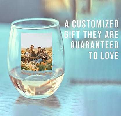 Personalized Printed Photo Stemless Wine Glass 17oz