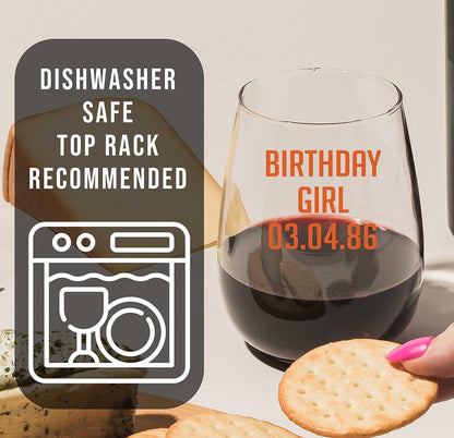 Personalized Your Custom Text Printed Stemless Wine Glass 17oz