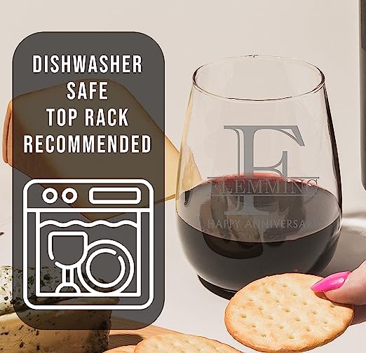 Halpert Personalized Etched Monogram Stemless Wine Glass 17oz