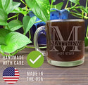 Halpert Personalized Etched Monogram Glass Coffee Mug 12oz