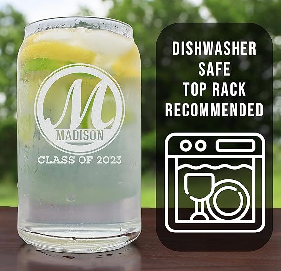 Bratton Personalized Etched Monogram Beer Soda Can Glass 16oz