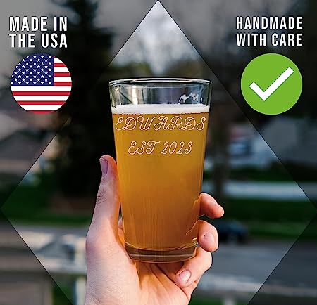 Personalized Your Custom Text Etched Pint Glass 16oz