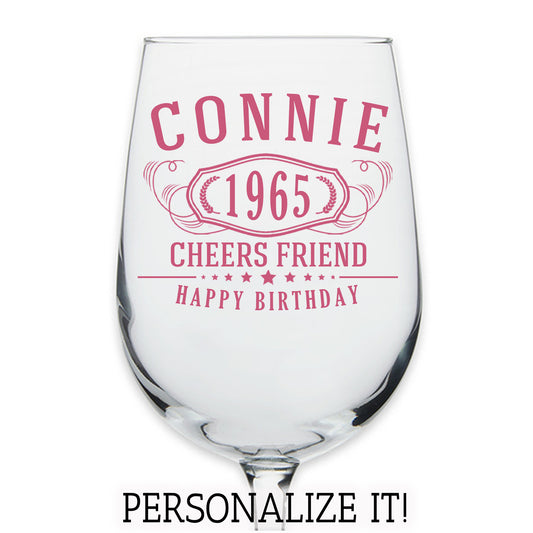 Personalized Bernard Printed Stemmed Wine Glass 16oz