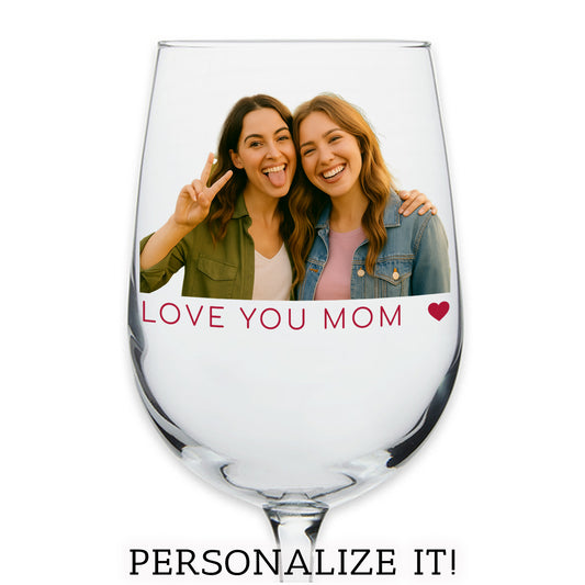 Personalized Photo Printed Stemmed Wine Glass 16oz